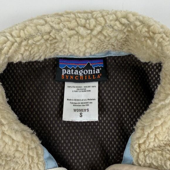 Vintage Patagonia Synchilla Cream Fleece Zip Up Camping Hiking Size Small - Picture 7 of 8